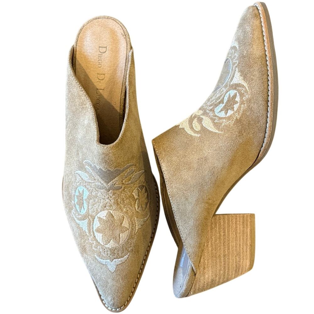 DIEGO DI LUCCA Quincy Tan Mule Slip On Western Cowboy Boot Bootie Women 9.5